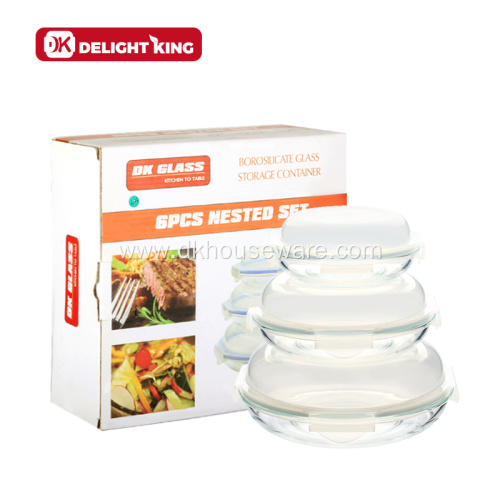 Glass Round Plate with Airtight Cover for Baking